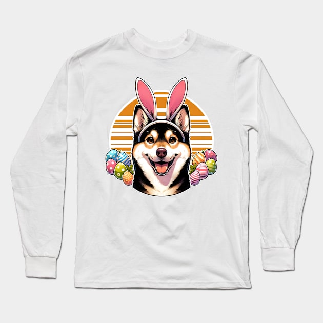 Norwegian Lundehund Enjoys Easter with Bunny Ears Long Sleeve T-Shirt by ArtRUs